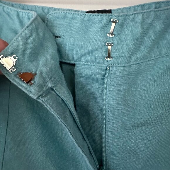 Rafaella Linen Pants Aqua Size 16 Lined Casual Trousers High Waist Taper - Picture 4 of 6